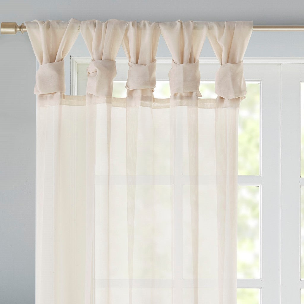 Twisted Tab Voile Sheer Window Pair Ivory Polyester