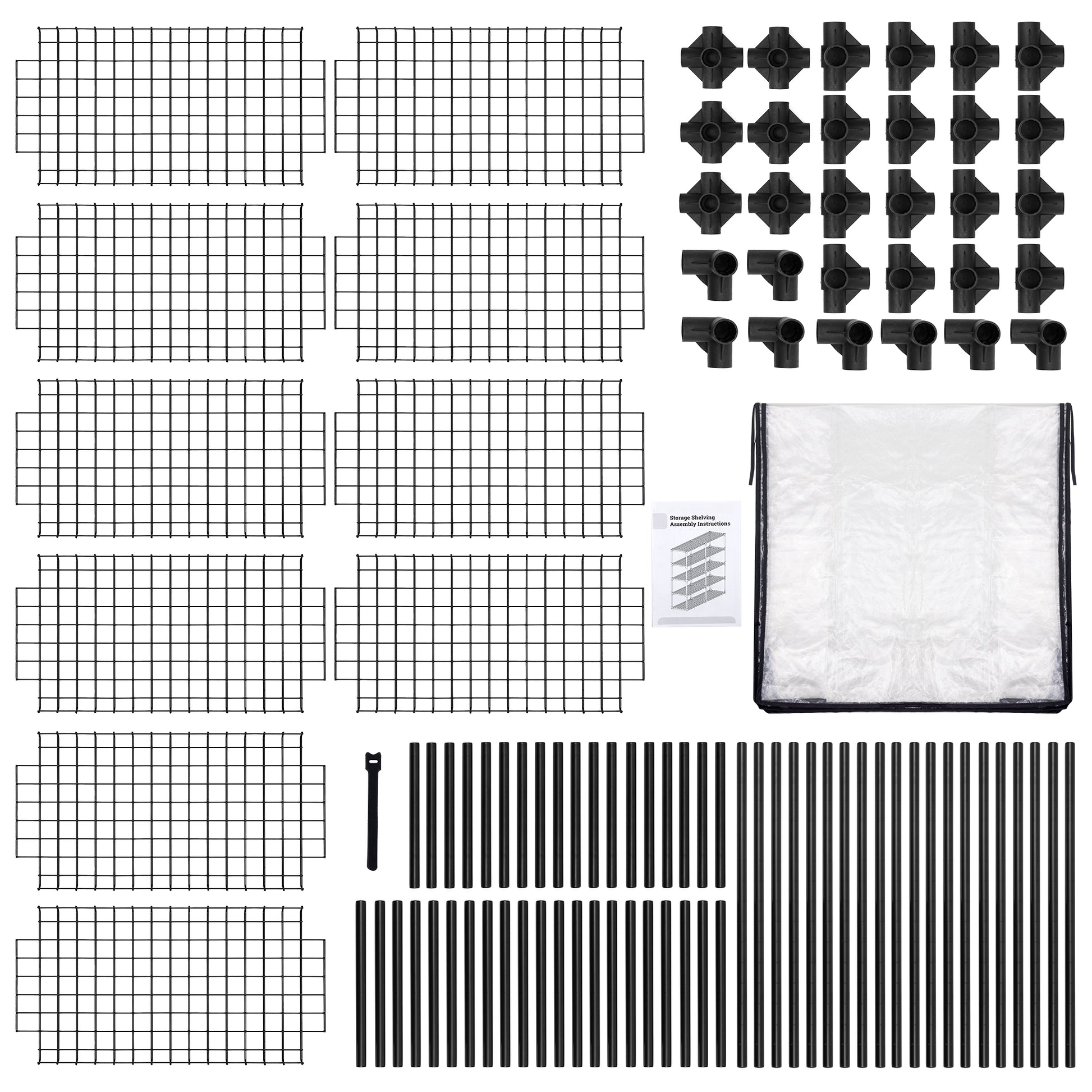 5 Shelf Wire Rack With Cover 2Pack Black Steel