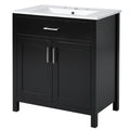 30 Inch Bathroom Vanity With Ceramic Sink And Large Storage The Perfect Choice For Small Bathrooms Black Bathroom Solid Wood Mdf