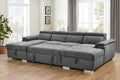 U Shaped Sleeper Sofa, 121 Inch Overisze 2 In 1 Pull Out Bed, Sectional Sleeper Sofa With Double Storage Chaise For Living Room Furniture, Dark Grey Light Brown Wood Primary Living Space Medium Duty Eucalyptus 6 Seat Dark Gray Polyester Soft Pillow Back