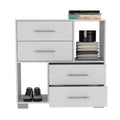 Krista Dresser, Two Open Shelves, Four Drawers White White Bedroom Modern Particle Board Particle Board