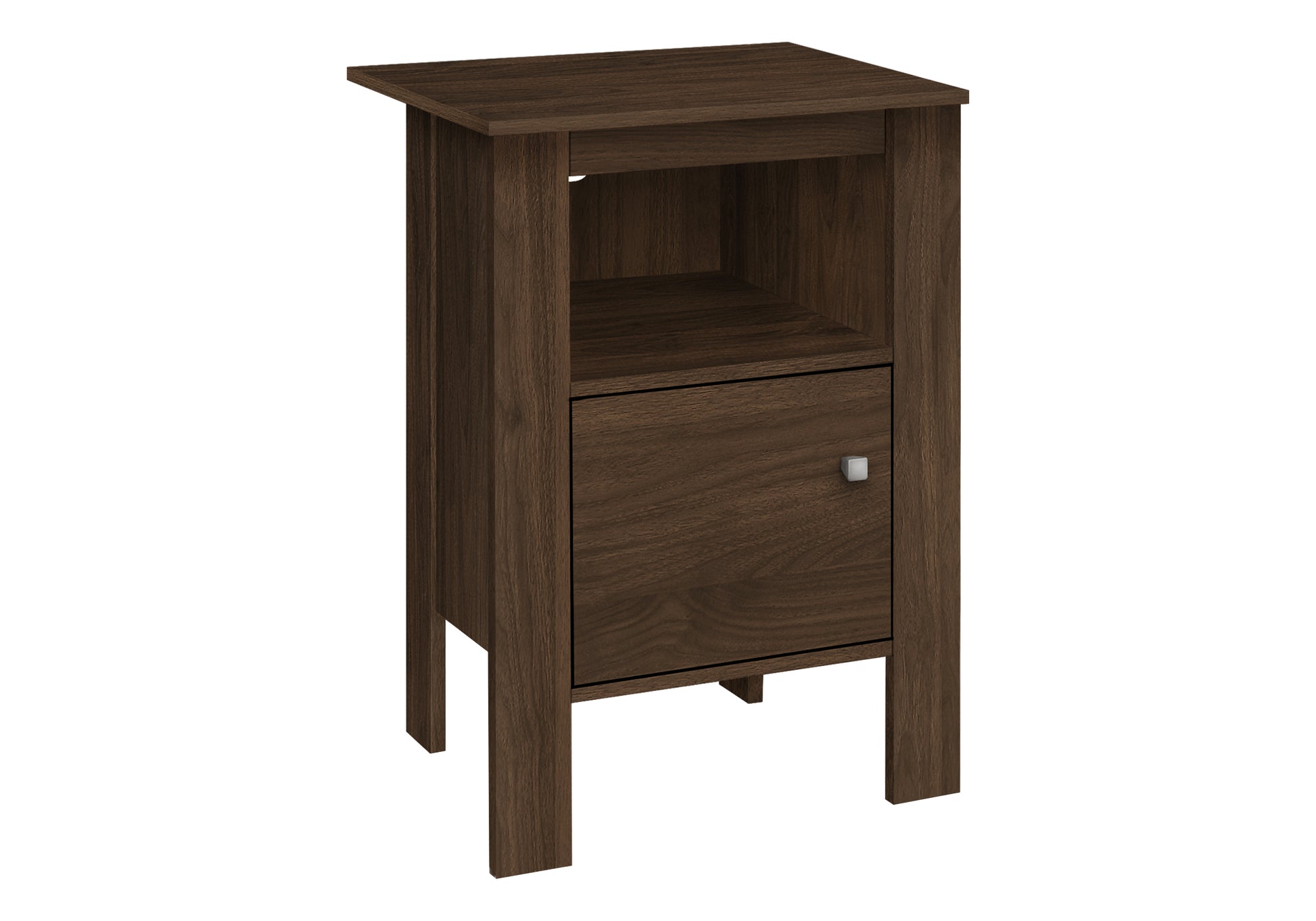 Accent Table, Side, End, Nightstand, Lamp, Storage, Living Room, Bedroom, Walnut Laminate, Transitional Walnut Particle Board