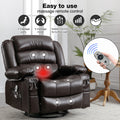 Massage Swivel Rocker Recliner Chair With Vibration Massage And Heat Ergonomic Lounge Chair For Living Room With Rocking Function And Side Pocket 2 Cup Holders Usb Charge Port Brown Faux Leather Manual Handle Metal Soft Heavy Duty Push Button Foam Pu