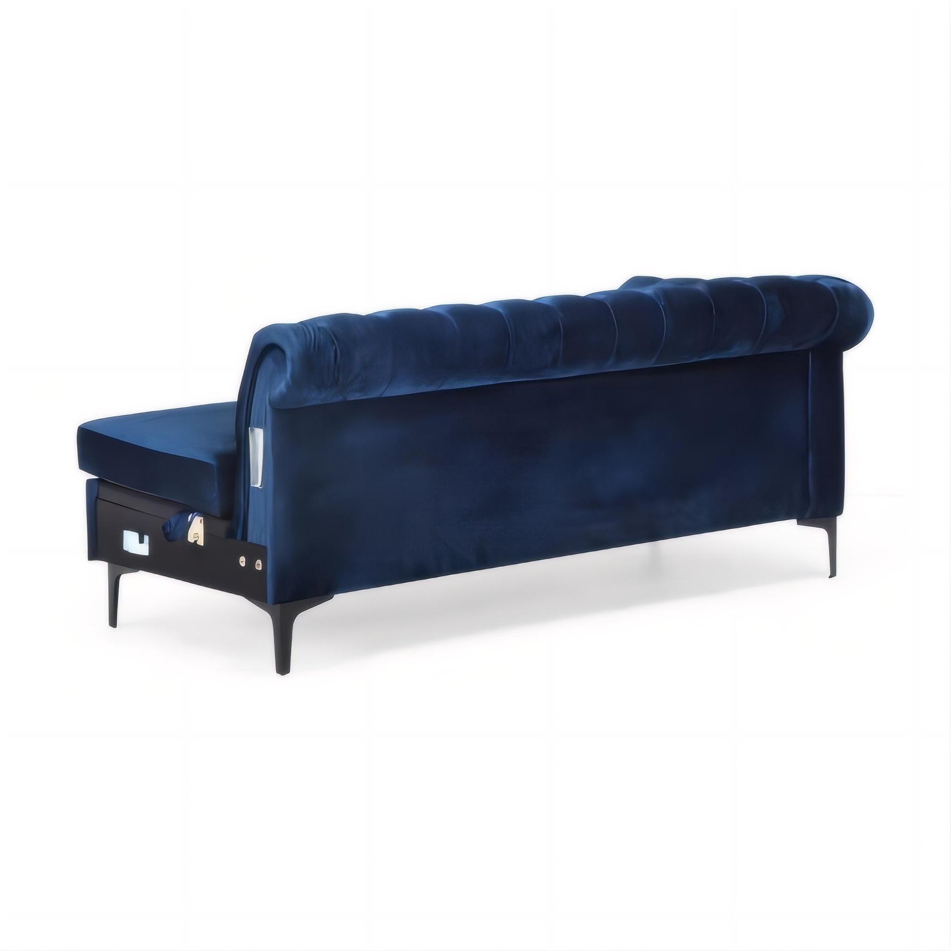 Reversible 4 Seater Modular Sectional Sofa Set, Convertible Corner Oversized L Shaped Sofa Couch, Velvet Sleeper Couch With Rolled Arm For Living Room, Navy Blue Navy Blue Wood Primary Living Space Medium Soft Loose Back Medium Duty