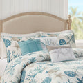 7 Piece Cotton Sateen Comforter Set Aqua Queen Queen Aqua Cotton