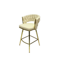 Bar Chair Toweling Woven Bar Stool Set Of 2,Golden Legs Barstools No Adjustable Kitchen Island Chairs,360 Swivel Bar Stools Upholstered Counter Stool Arm Chairs With Back Footrest, White White Foam Linen