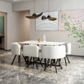 Modern 7 Pieces Dining Table Set, Rectangle Dining Table With 6 Chairs For Dining Room, Kitchen White Pu Leather