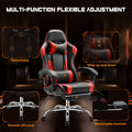 Video Game Desk Chair Ergonomic Computer With Footrest And Comfy Lumbar Support, Pu Leather Recliner With Headrest, Fixed Up Armrest, Height Adjustable With 360 Swivel, For Adults, Red Black Red Faux Leather