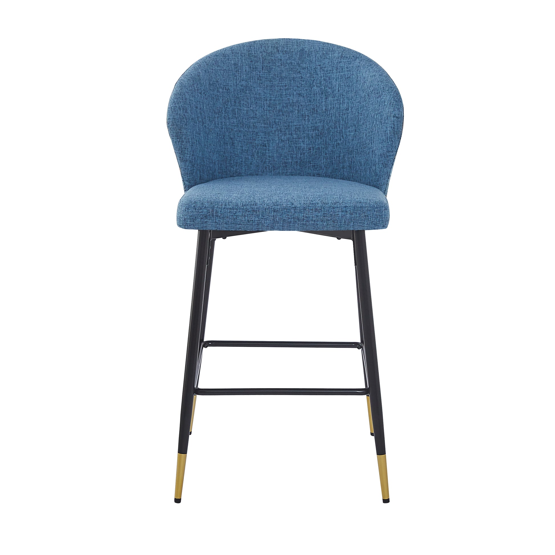 Counter Height Bar Stools Set Of 2, Jacquard Upholstered Bar Chairs, Metal Footrest And Frame For Kitchen,Dining Room,28"H Seat Heightblue Floral Blue Kitchen Powder Coated Foam Spot Clean Square