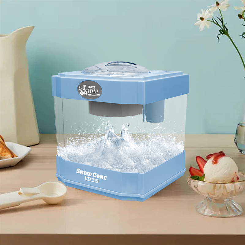 Snow Cone Maker, Tabletop Shaved Ice Machine For Slushies & Frozen Drinks, 2 Reusable Cups, Ice Scoop Blue Plastic