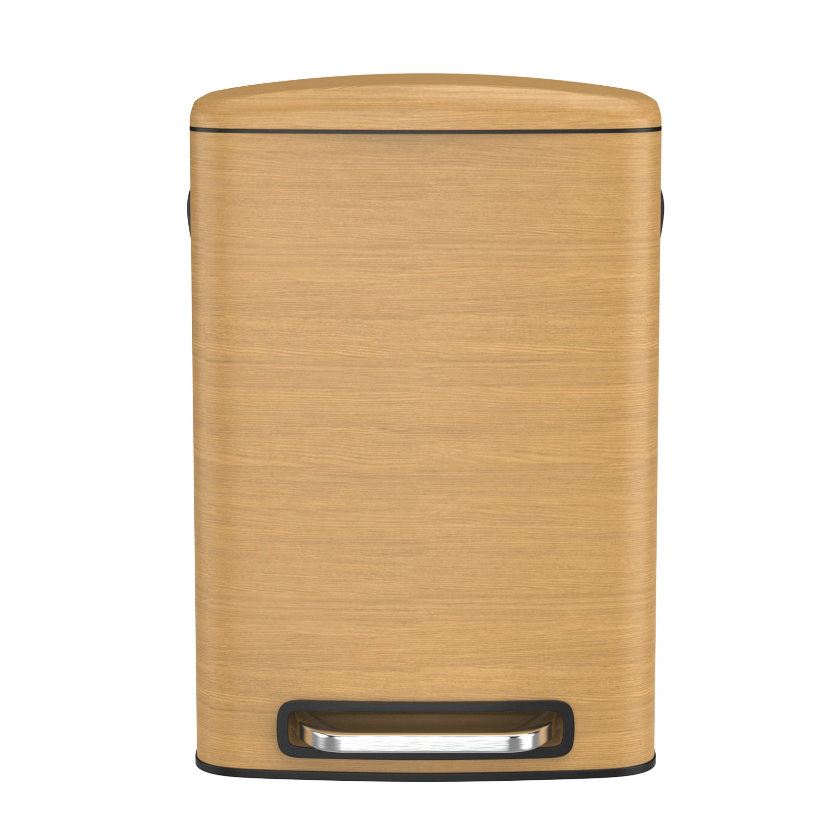 Curved Surface 13 Gallon 50L Kitchen Foot Pedal Operated Soft Close Trash Can Stainless Steel Rectangular Bustbin With 30 Garbage Bags Wood Texture Wood Steel