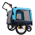 Outdoor Heavy Duty Foldable Utility Pet Stroller Dog Carriers Bicycle Trailer Blue Fabric Steel