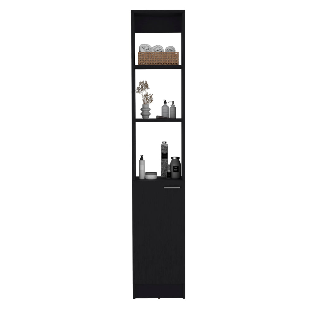 Linen Cabinet Marion, Bathroom, Black Black Particle Board Engineered Wood