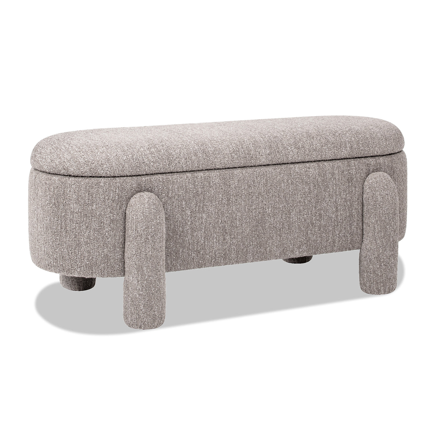 Hugo 49" Oval Fully Upholstered Storage Bench, Boucle Brown Foam Boucle