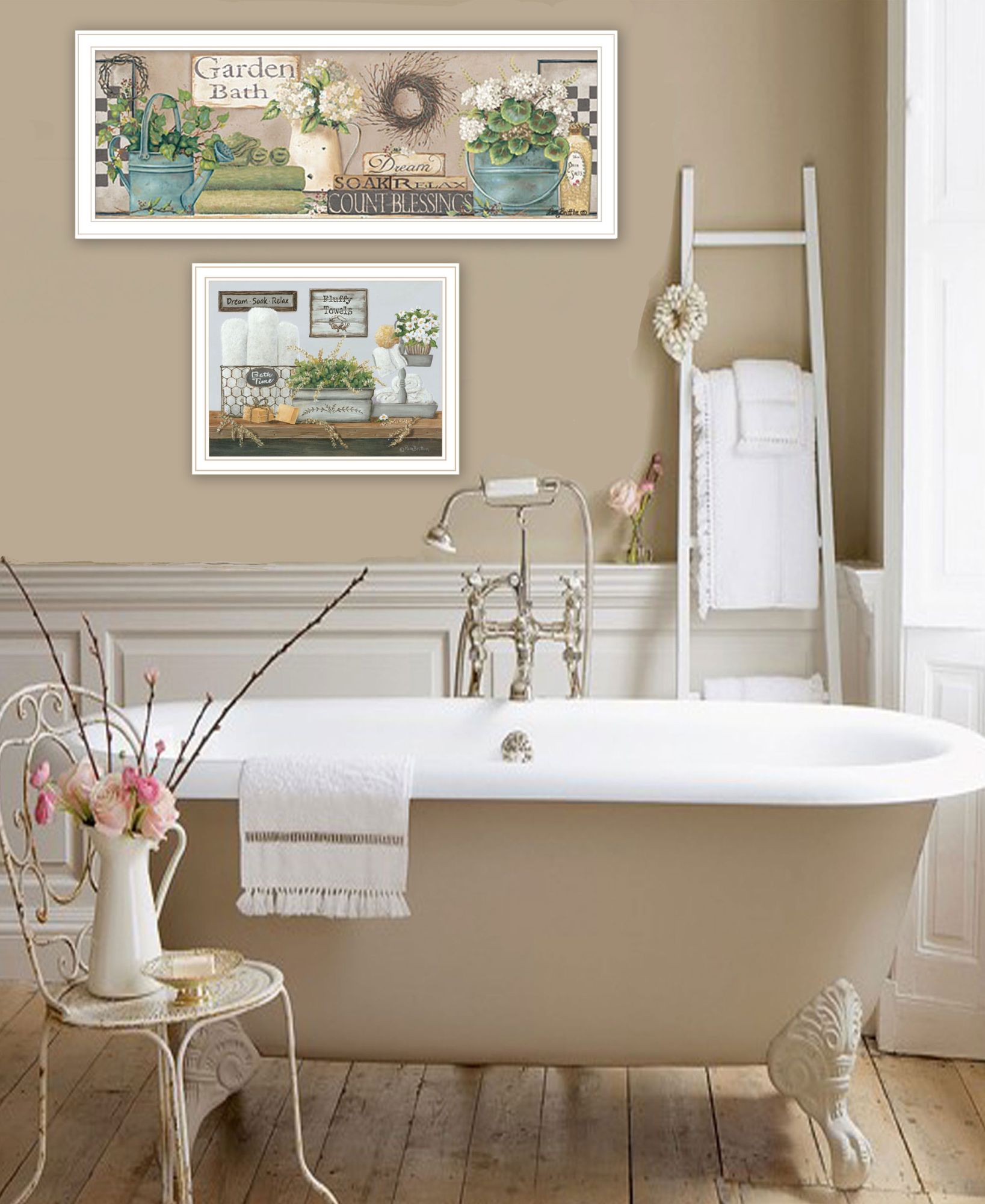 "Bath Time Dream, Soak And Relax" Framed Wall Art For Living Room, Wall Art Print For Home Decor, Bedroom Wall Art By Pam Britton Multicolor Wood Paper