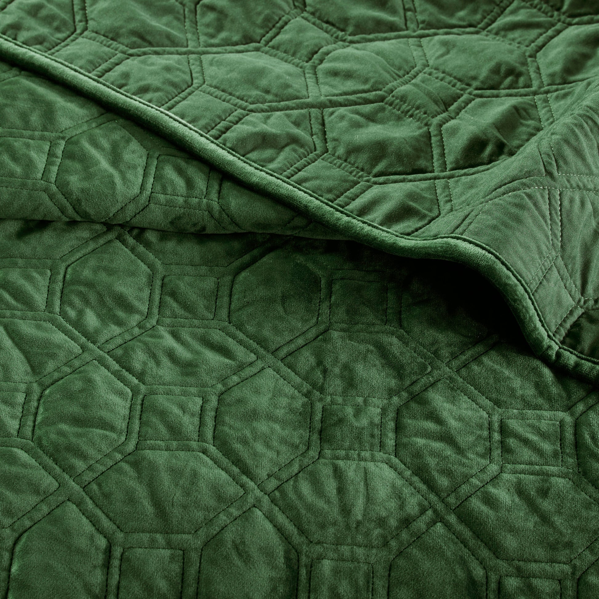 3 Piece Velvet Quilt Set Green King Cal King King Green Cotton