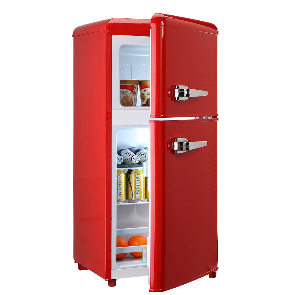 3.5Cu.Ft Compact Refrigerator Mini Fridge With Freezer, Small Refrigerator With 2 Door, 7 Level Thermostat Removable Shelves For Kitchen, Dorm, Apartment, Bar, Office, Red Red Kitchen Modern Abs Steel Q235