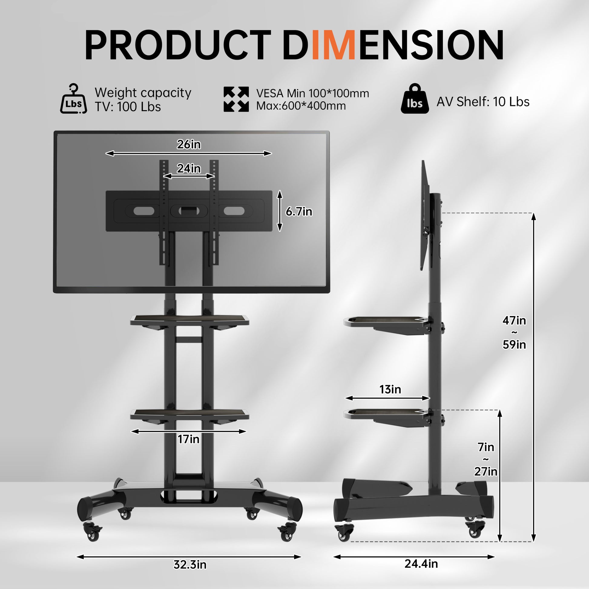 Fanco Universal Swivel Tv Stand For 32 80 Inch Tvs, Height Adjustable Table Top Tv Stand Mount With Tilt, Max Vesa 600X400Mm Black Black Primary Living Space 70 79 Inches Iron