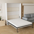 Morden Deisgn Full Size Vertical Murphy Bed For Bedroom Or Guestroom White Wall Bed Space Saving Hidden Bed White Mdf