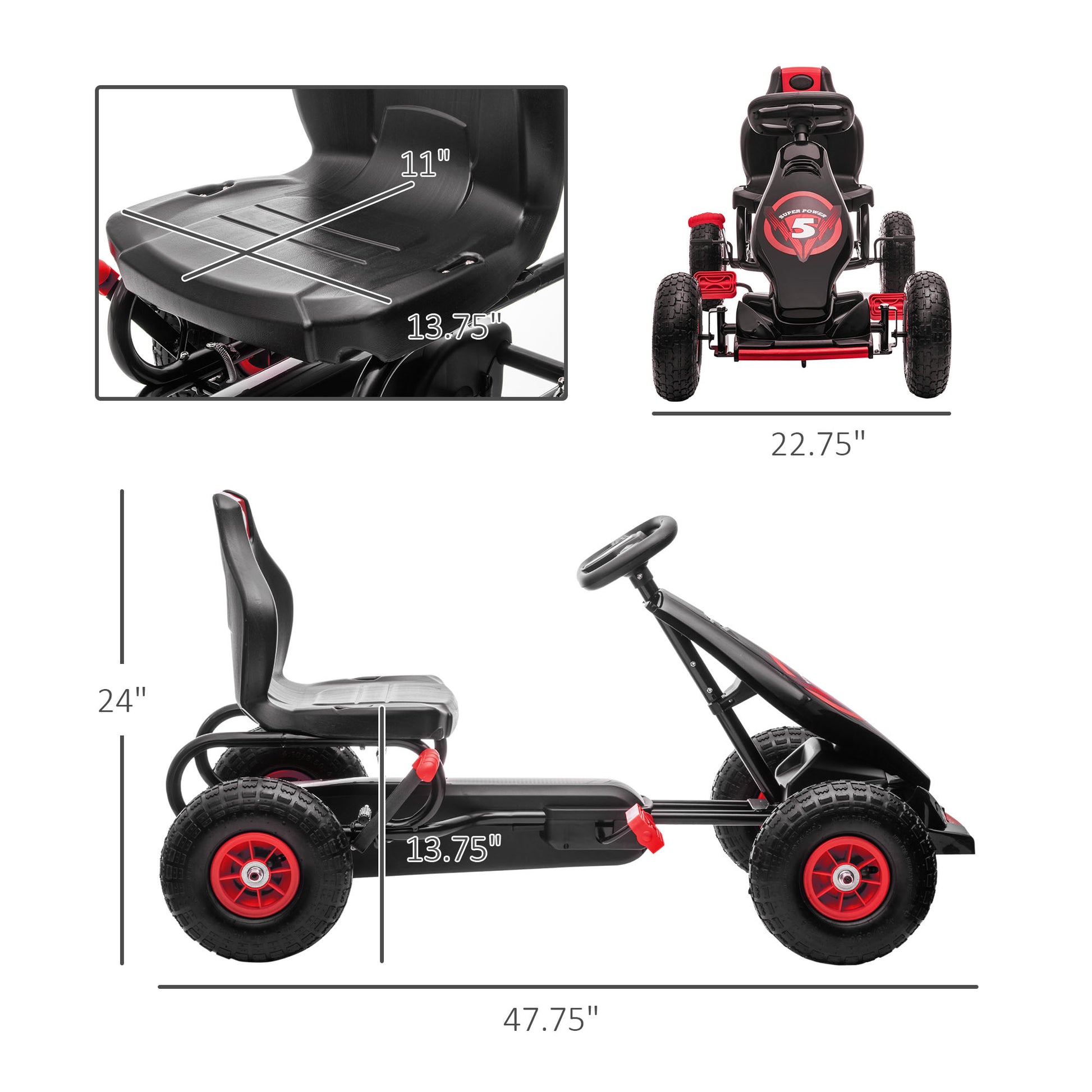 pedal and go Aosom Kids Pedal Go Kart Ride On Toy With Ergonomic Comfort, Pedal Car
