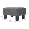 Homcom Ottoman Foot Rest, Small Foot Stool With Linen Fabric Upholstery And Plastic Legs, Cube Ottoman For Living Room, Charcoal Gray Gray Linen