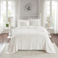 3 Piece Tufted Cotton Chenille Bedspread Set Off White Full Queen Off White Cotton