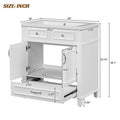 30'' Bathroom Vanity With Resin Sink, Solid Wood Frame Bathroom Storage Cabinet With Soft Closing Doors, Retro Style, White Same As Sw000118Aak White Bathroom Modern Solid Wood Mdf Resin