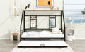 Full Size Metal House Bed With Trundle, Black Full Black Metal