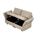 Contemporary Modern Chic Upholstered Fabric Sofa With Storage Seats And Storage Ottomans, 2 Seater Sofa Fabric Couch With Adjustable Arms And Backs For Living Room Beige Beige Polyester 2 Seat