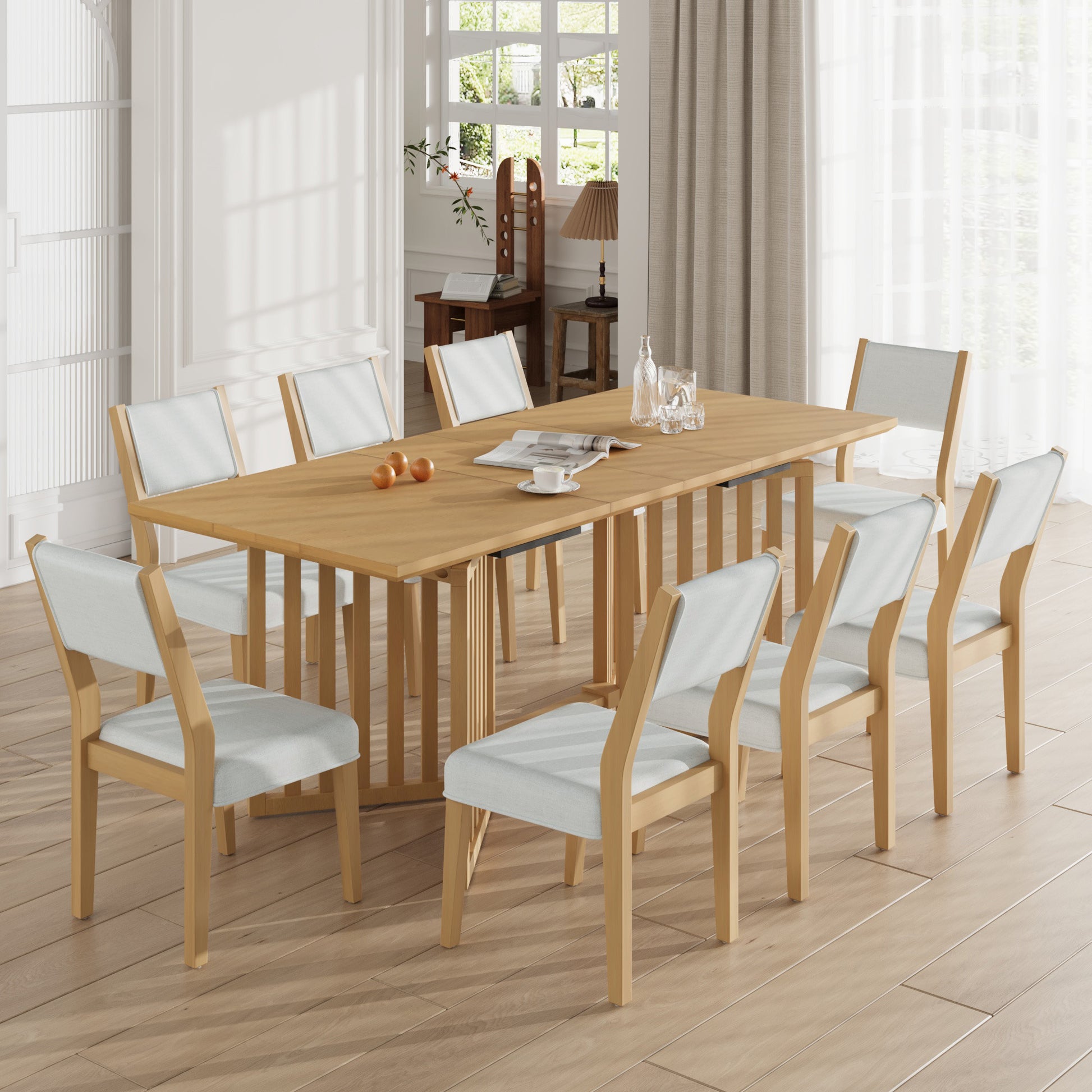 Farmhouse Piece Extendable Dining Table Set With 12 Inch