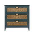 3 Drawer Cabinet,Natural Rattan,American Furniture,Suitable For Bedroom, Living Room, Study Green Mdf