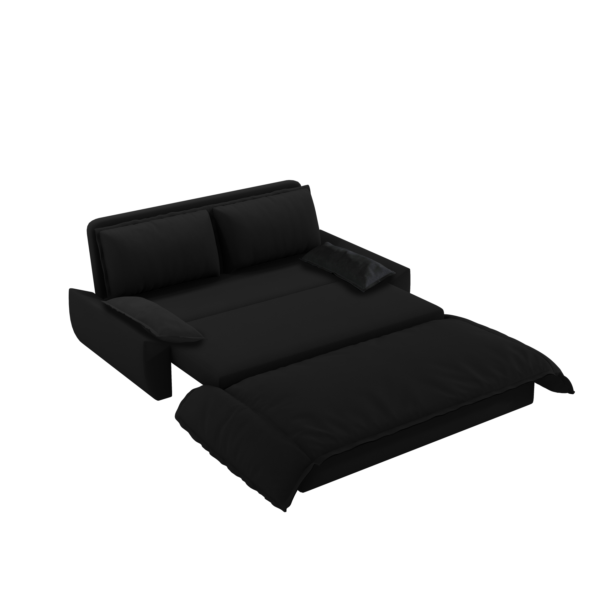 70.1" Queen Pull Out Sofa Bed, 3 In 1 Convertible Sleeper Sofa With 2 Soft Pillows,Multi Functional Velvet Loveseat Bed,Black Old Sku:W1885P151425 W1885P154641 Black Velvet Velvet 2 Seat