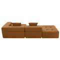 105.5'' L Shaped Modular Sectional Sofa,Minimalist Corduroy Floor Couch Set,Convertible Foam Filled Cloud Couch For Living Room,3 Pc Free Combination,No Assembly Required,3 Colors Brown Corduroy 4 Seat