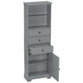 Gray Tall Storage Cabinet With 3 Drawers And Adjustable Shelves For Bathroom, Study, Office And Interior, Mdf Board With Painted Finish Gray Mdf