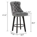 Modern Swivel Bar Stools Velvet Barstools Button Tufted Bar Stools Rivet Trim Bar Stools For Kitchen Island,Bistro, With Metal Pull Ring Sturdy Footrest Large Backrest For Home Bar,Dark Gray 3 Dark