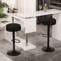 Round Storage Bar Stool Set Of 2, Black Linen Height Adjustable Barstool, 360 Counter Height Swivel Stool, Armless Bar Chair With Metal Frame For Kitchen Counter Dining Living Room Black Set Of 2 Foam Linen