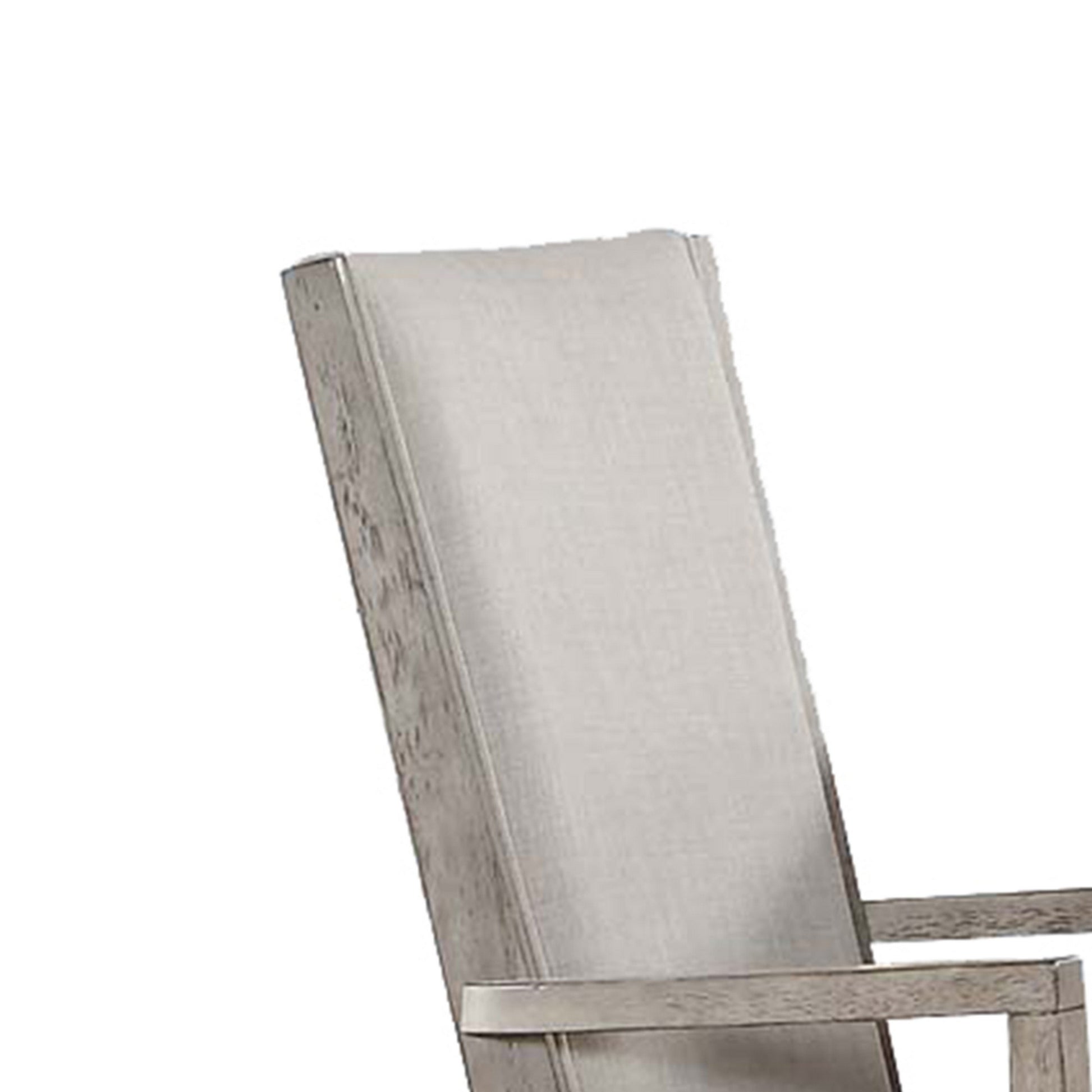 Wooden Arm Chairs With Fabric Padded Seat And High Backrest, Gray, Set Of Two Gray Wood Fabric