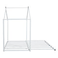 Metal Twin Size House Platform Bed With Trundle, White Box Spring Not Required Twin White Metal Bed Frame Metal