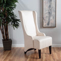 Dining Chair Beige Wood Fabric