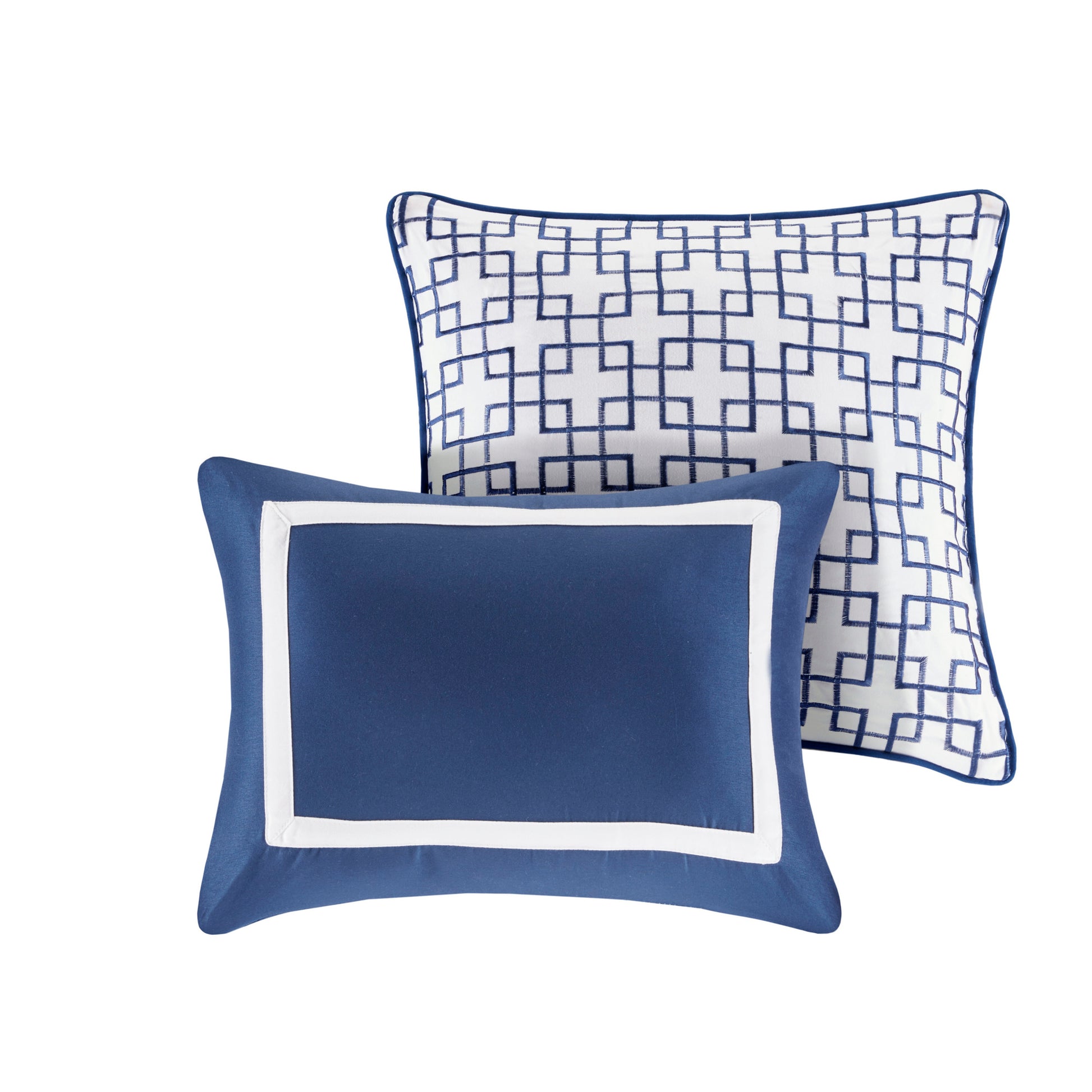 8 Piece Comforter And Quilt Set Collection Navy Full Queen Full Navy Polyester