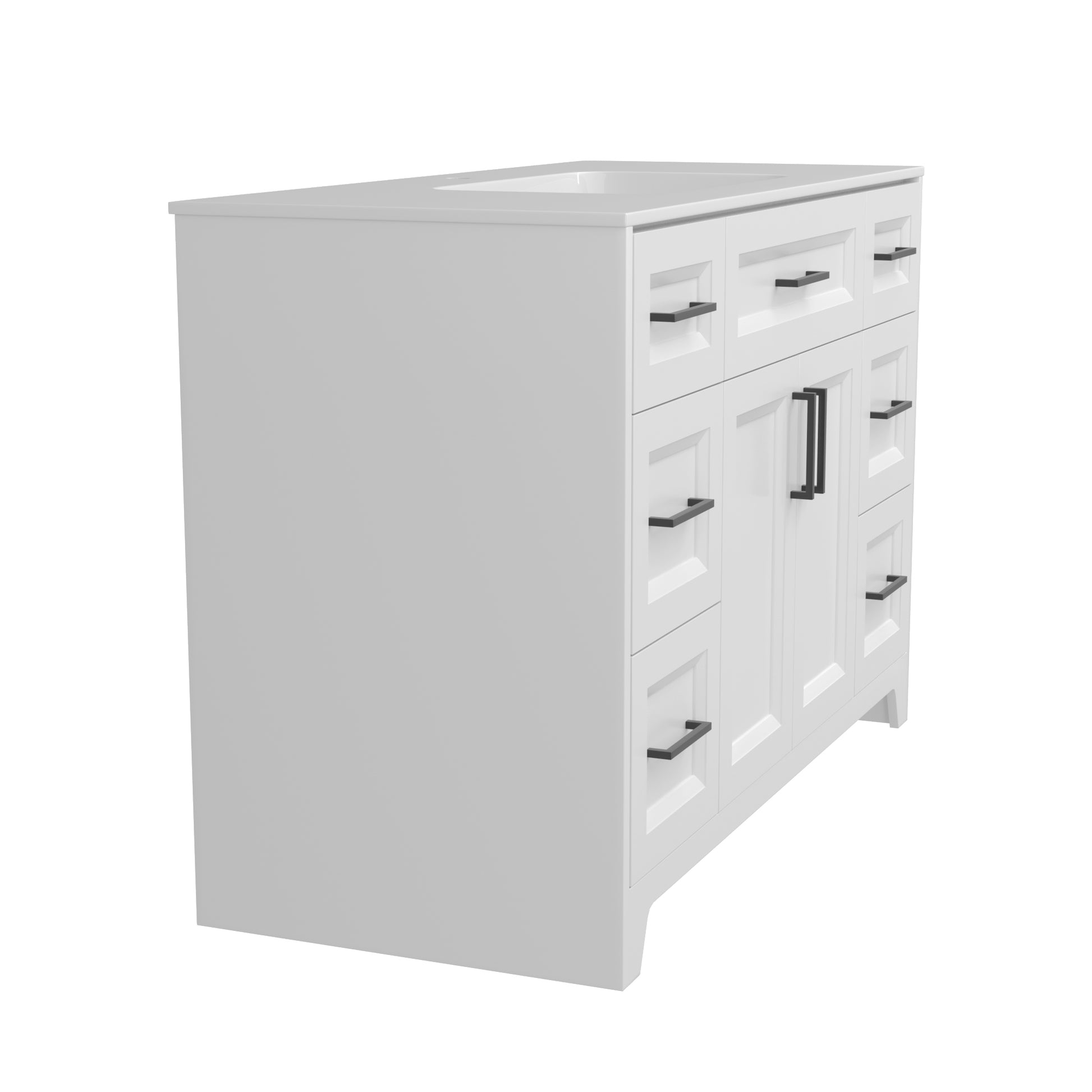 Solid Wood 48 Inch Bathroom Vanity With Single Sink Combo, Modern Vanity Cabinet With 2 Soft Closing Doors & 6 Full Extension Dovetail Drawers White 4 White 2 2 48 In & Above 32 To 35 In Soft Close Doors Bathroom Freestanding Luxury,Modern 20 25 Inches