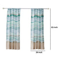 Vira 63 Inch Window Curtains, Ocean Waves And Sand Print, Rod Pockets Blue Brown Microfiber