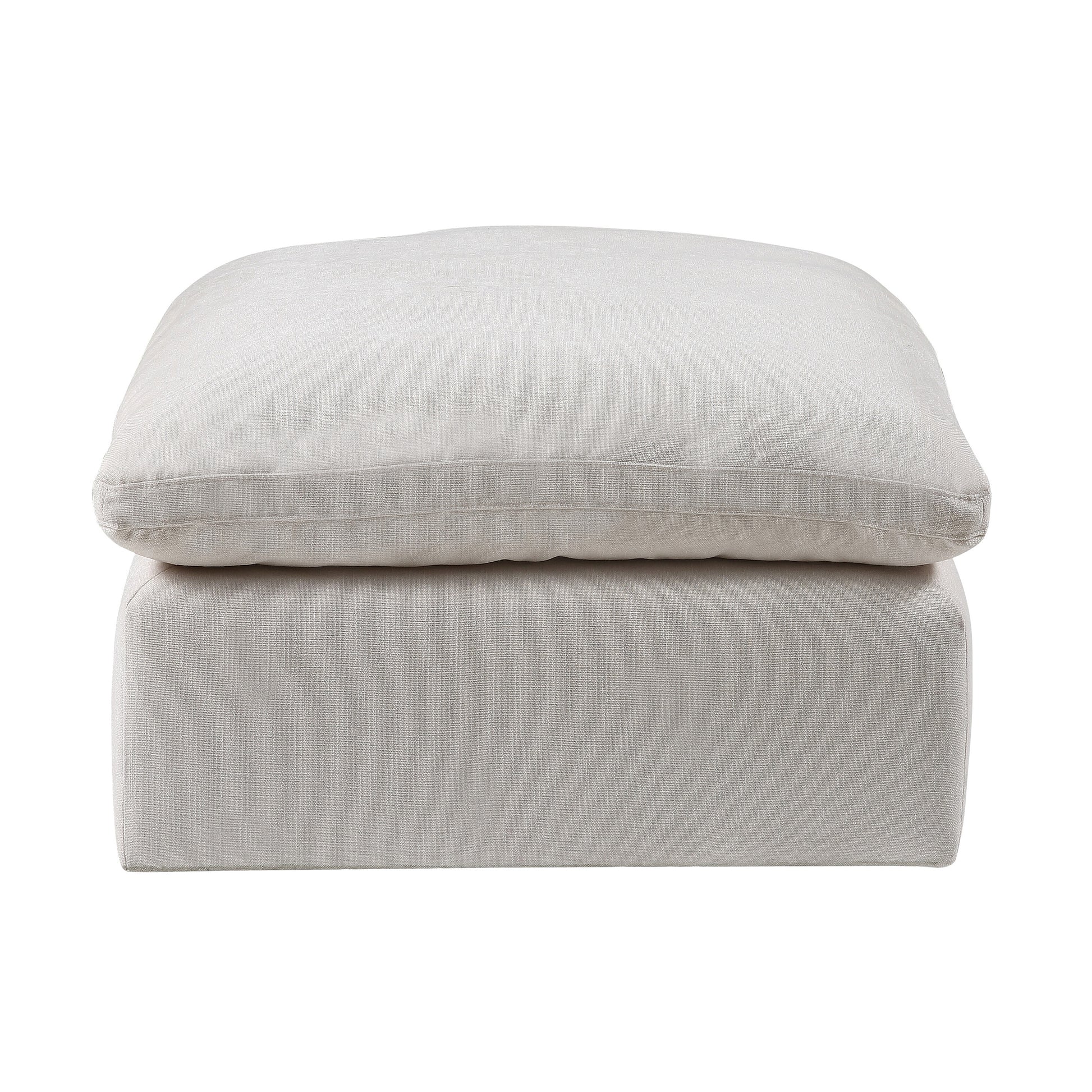 Ivory Ottoman With Removable Cushion Ivory Linen Primary Living Space Backless Solid Contemporary,Modern Square Armless Foam Linen