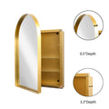 24X36 Inch Arched Recessed Medicine Cabinet, Metal Framed Bathroom Wall Cabinet With Mirror And Adjustable Shelves, Wall Mirror With Storage For Bathroom, Matte Gold Gold 2 Adjustable Shelves Bathroom Wall Mounted Metal