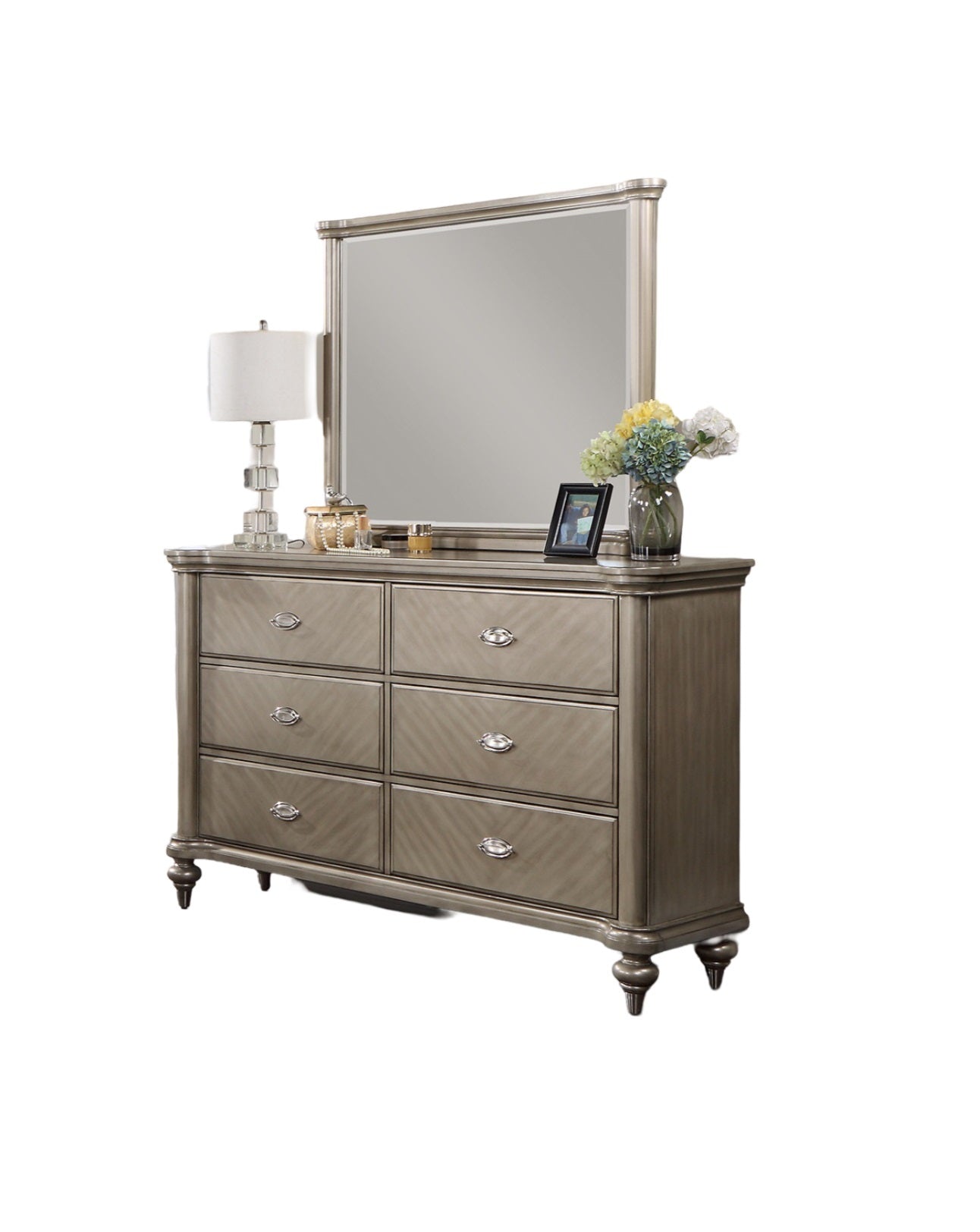 Luxury Antique Silver Champagne Finish Dresser W Mirror Storage Space Drawers Bedroom Furniture Antique Silver Bedroom Contemporary,Industrial,Modern, Luxury Antique Silver Champagne Finish Dresser W Mirror Storage Space Drawers Bedroom Furniture Antique Silver Bedroom Contemporary,Industrial,Modern,