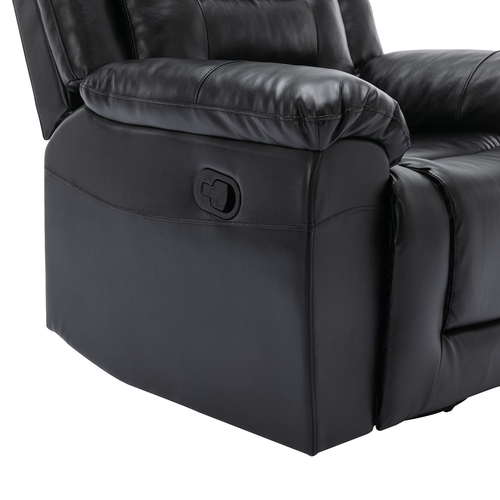 2 Seater Home Theater Recliner Manual Recliner Chair With A Storage Box And Two Cup Holders For Living Room,Bedroom, Black Old Sku:Pp302954Aab Black Foam Pu Leather