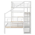 Twin Over Full Size Metal Bunk Bed With Storage Staircase And Open Wardrobe,White Expected Arrival Time:11.15 White Mdf Metal