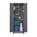 Metal Storage Cabinets, Cleaning Tool Cabinet With Locking Door, Tall Broom Tool Organizer And Storage, Large Storage Cabinet For Kitchen, Pantry, Office, Shop 3 4 Shelves Grey Door Locks Modern Metal