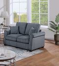 Classic Living Room 2Pc Sofa Set Dark Gray Corduroy Sofa Loveseat W Pillows Square Arms Plush Couch Dark Gray Primary Living Space Cushion Back Classic,Contemporary,Modern Rubberwood Rolled Arms Corduroy 4 Seat