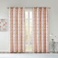 Total Blackout Metallic Print Grommet Top Curtain Panel Only 1 Pc Panel Blush Gold Microfiber